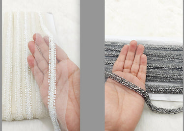 Net Lace In Beaded Embroidery, Hand Embroidered Bead Lace, Beaded Wedding Lace